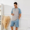 thumbnail image 2 of Vulcanodon Mens Pajama Set, Bamboo Lightweight Short Sleepwear for Men(Light Grey+Grey Blue,Small), 2 of 6