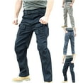thumbnail image 1 of JURANMO Men's Tactical Pants Solid Color Cargo Pants Fleece Trousers Fall Winter Warm Outdoor Hiking Pants Resistant Ripstop Workout Pants with Multi-pockets Lightning Deals Black XXL, 1 of 6