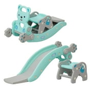 Kinbor Toddler Slide Rocking Horse Set – 5 in 1 Toddler Playset with Basketball Hoop Indoor Outdoor Children Birthday Christmas Gifts for Boys Girls Green