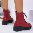 thumbnail image 6 of Bnwani Low Heel Boots for Women Winter Fashion Toe Thick Chunky Ankle Versatile Casual Solid Boot Red Size 5.5, 6 of 8