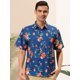 thumbnail image 2 of Lars Amadeus Camisa floral de verano para hombre, manga corta, camisas hawaianas de playa Naranja azul XXL, 2 of 6