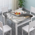 thumbnail image 3 of Gray White Gold Marble Pattern Square Fitted Tablecloth with Elastic Edge,Square Table Cover,Washable Elastic Table Cover for Home Kitchen Party Decor 36"x36", 3 of 6