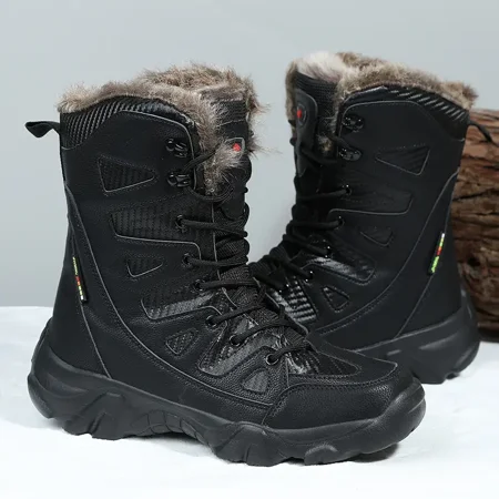 

Men‘s Combat Boots Wear-resistant Warm Fleece Shoes Comfortable Non-slip Snow Boots For Trekking Hiking Winter