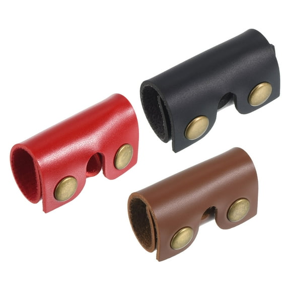 Uxcell Leather Razor Head Protecting Cover Safety Razor Head Protecting Sheath Multicolor 3 in 1 Set