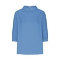thumbnail image 5 of AherBiu Chemises en Lin pour Femmes Manches 3/4 Col à Revers Style Rétro Hauts Décontractés Amples Mode Automne 2024 Blouses, 5 of 5
