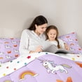 thumbnail image 5 of Castle Fairy Cute Unicorn Twin Comforter Sets,Cartoon Rainbow Animal Bedding Set, 5 of 8