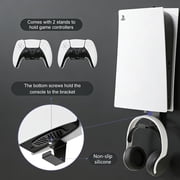 PS5 Wall Mount Kit with Controller & Headset Holders, Heavy Duty Steel Wall Mount for PS5/PS5 Slim/PS5 Pro Disc & Digital Editions