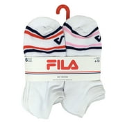 Fila Women's No-Show Socks - 6-Pack - Women's Shoe Size 4-10 - White with Color Accents