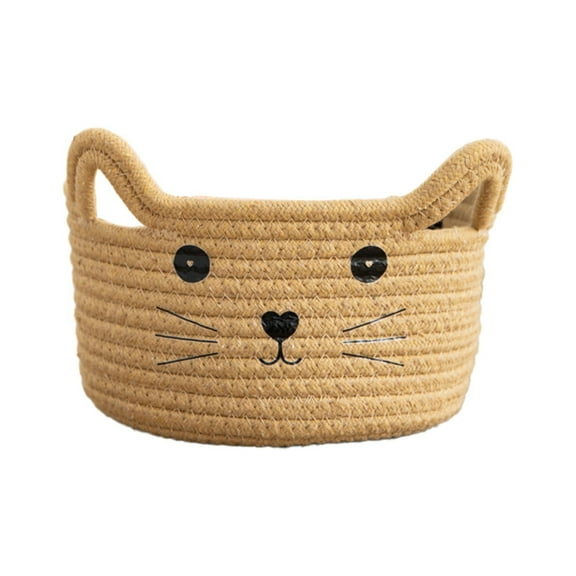 MOQIN Rope Baskets for Storage, Woven Storage Baskets for Shelves, Small Baskets, Nursery Cube Bins with Handles, Decorative Square Baskets, 8.2 x 4.7 Inches