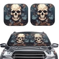 thumbnail image 2 of Balery Vintage Leaf Flower Skull Parasol para parabrisas de coche de 2 piezas | Parasol plegable para parabrisas delantero de coche para la mayoría de sedanes-Medium, 2 of 6