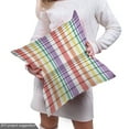 thumbnail image 5 of Ambesonne Fashion Fabric by the Yard Upholstery, Rainbow Plaid Plain Back, 2 Yards, Dark Coral Pale Lilac, 5 of 5