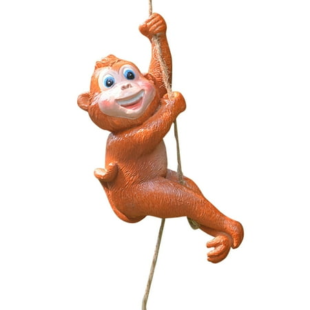 Cute Hanging Swing Animal Statue Outdoor Patio Ornament Accessories Hand Painted Monkey
