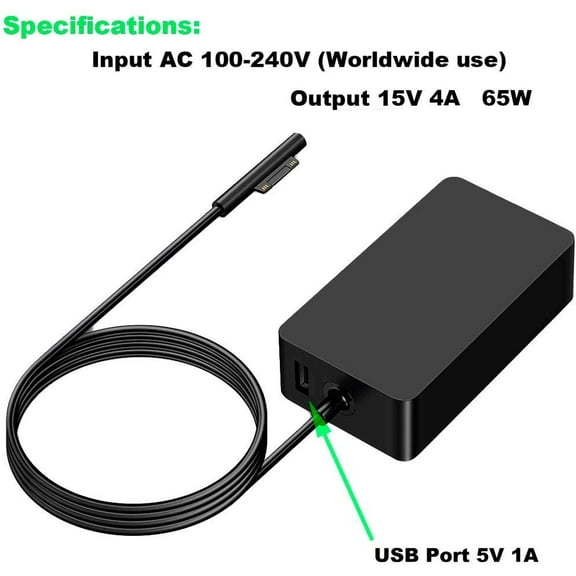 Cargador de Surface Pro Zeshuo 65W 15V 4A Adaptador de CA