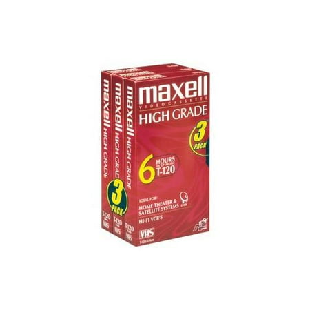 MAXELL 224930/224939 Premium High-Grade VHS Video Tapes (6 hours 3 pk)