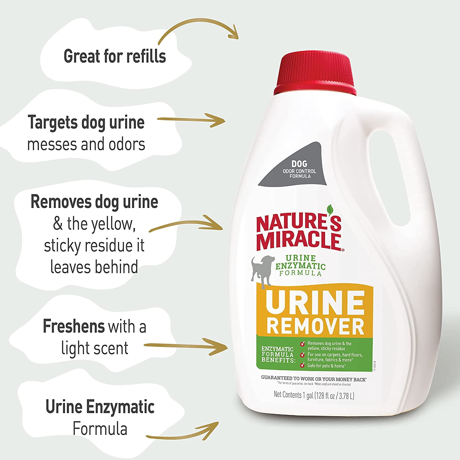 Nature’s Miracle Dog Urine Remover, 128 Ounces, Enzymatic Formula
