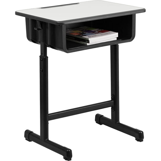Grey Student Desk with Adjustable Height Black Pedestal Frame Walmart