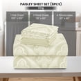 thumbnail image 4 of Lux Decor King 6 Piece Bed Sheet Set - Paisley Printed Microfiber Sheets, Ultra Soft, Deep Pocket, Wrinkle-Free, Breathable, OEKO-TEX Certified - King, Ivory, 4 of 10