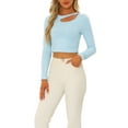 thumbnail image 4 of INSPIRE CHIC Long Sleeve Casual Top for Women's Cut Out Slim Fitted Basic Crop Tee Tops, 4 of 4