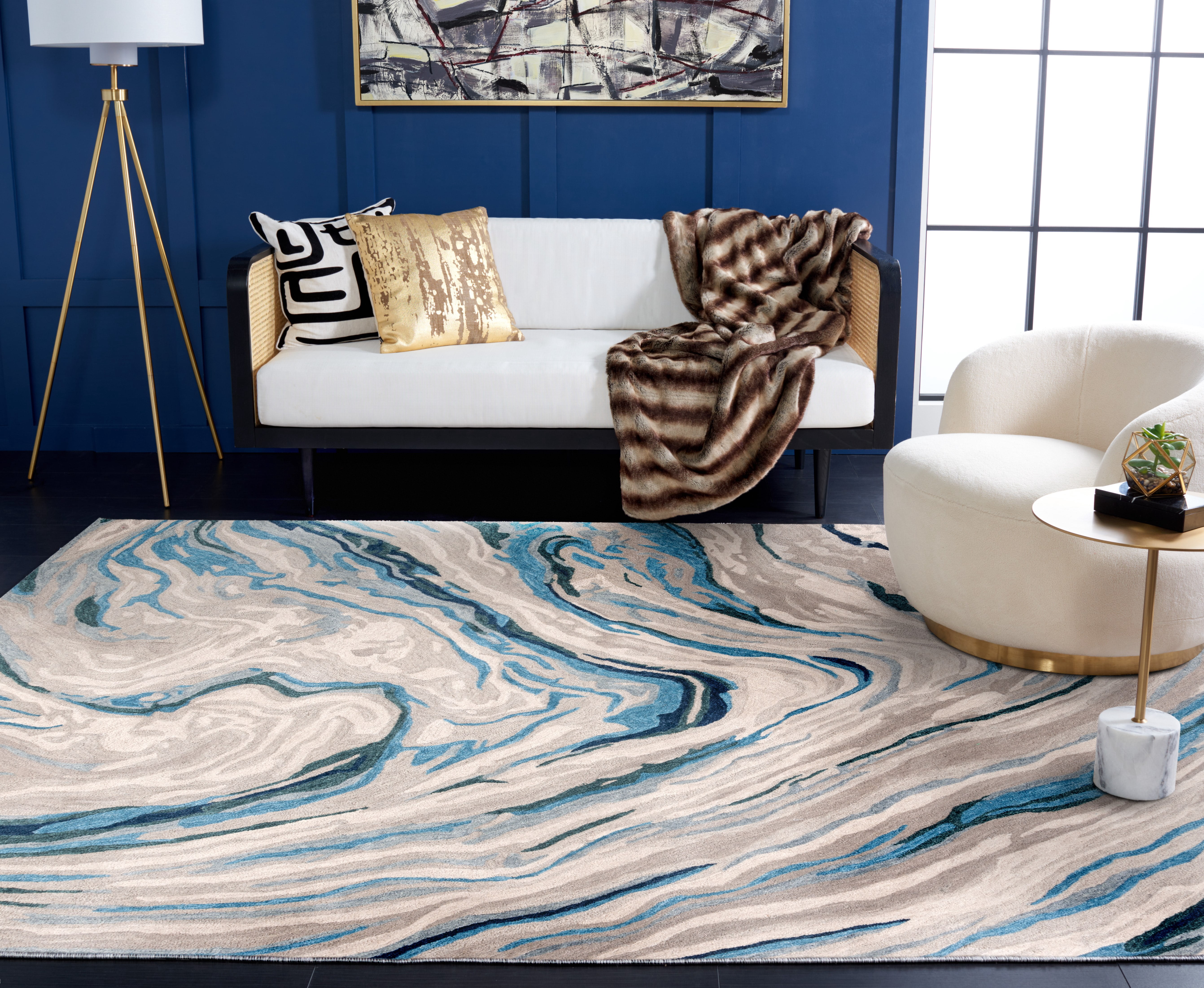 SAFAVIEH Soho Vasilis Abstract Area Rug, Blue/Beige, 8' x 10'