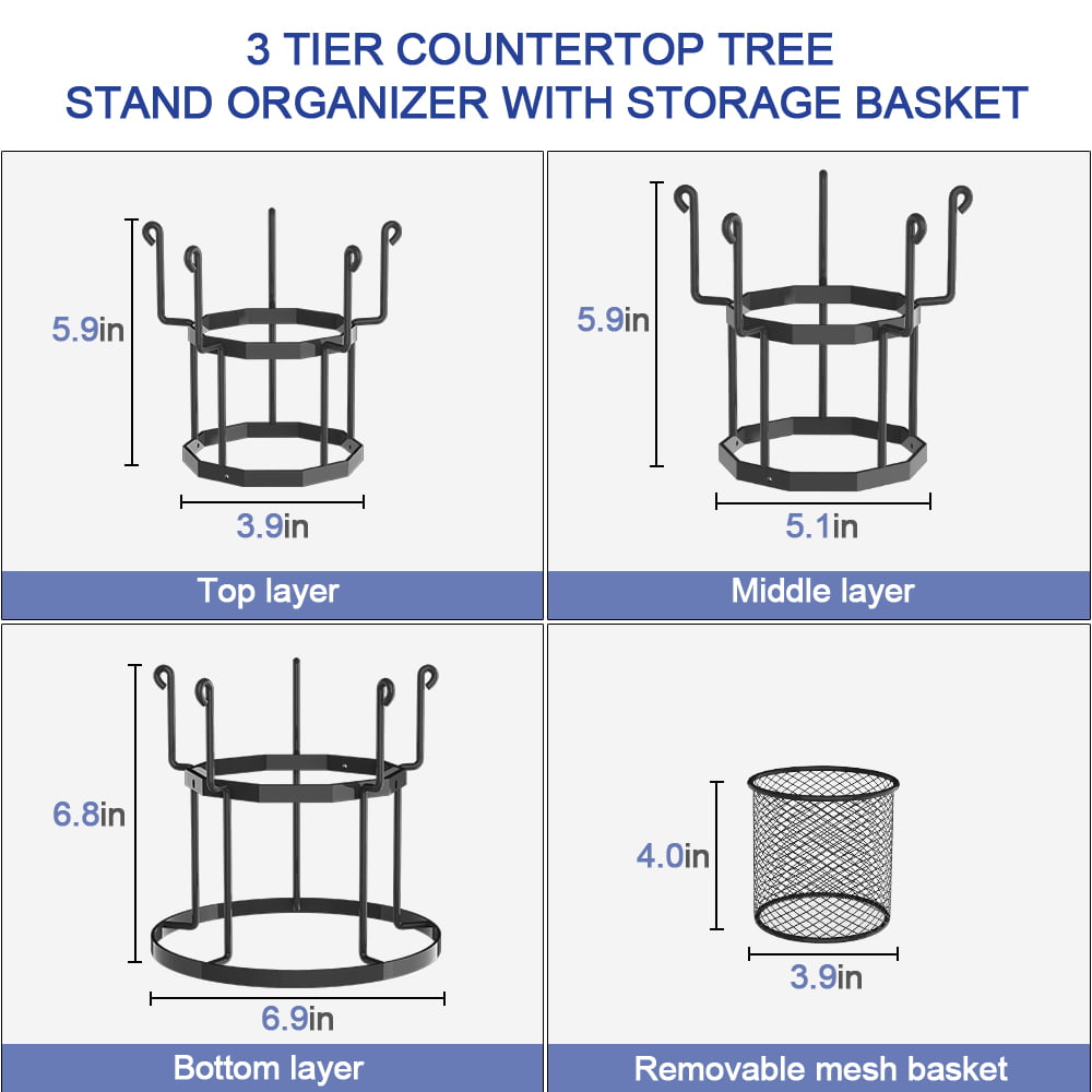Bextsrack Coffee Mug Holder, 3 Tier Mug Tree Stand for Counter
