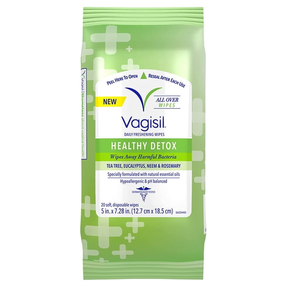 Vagisil Odor Block Daily Freshening Feminine Intimate Wipes, 20 Ea