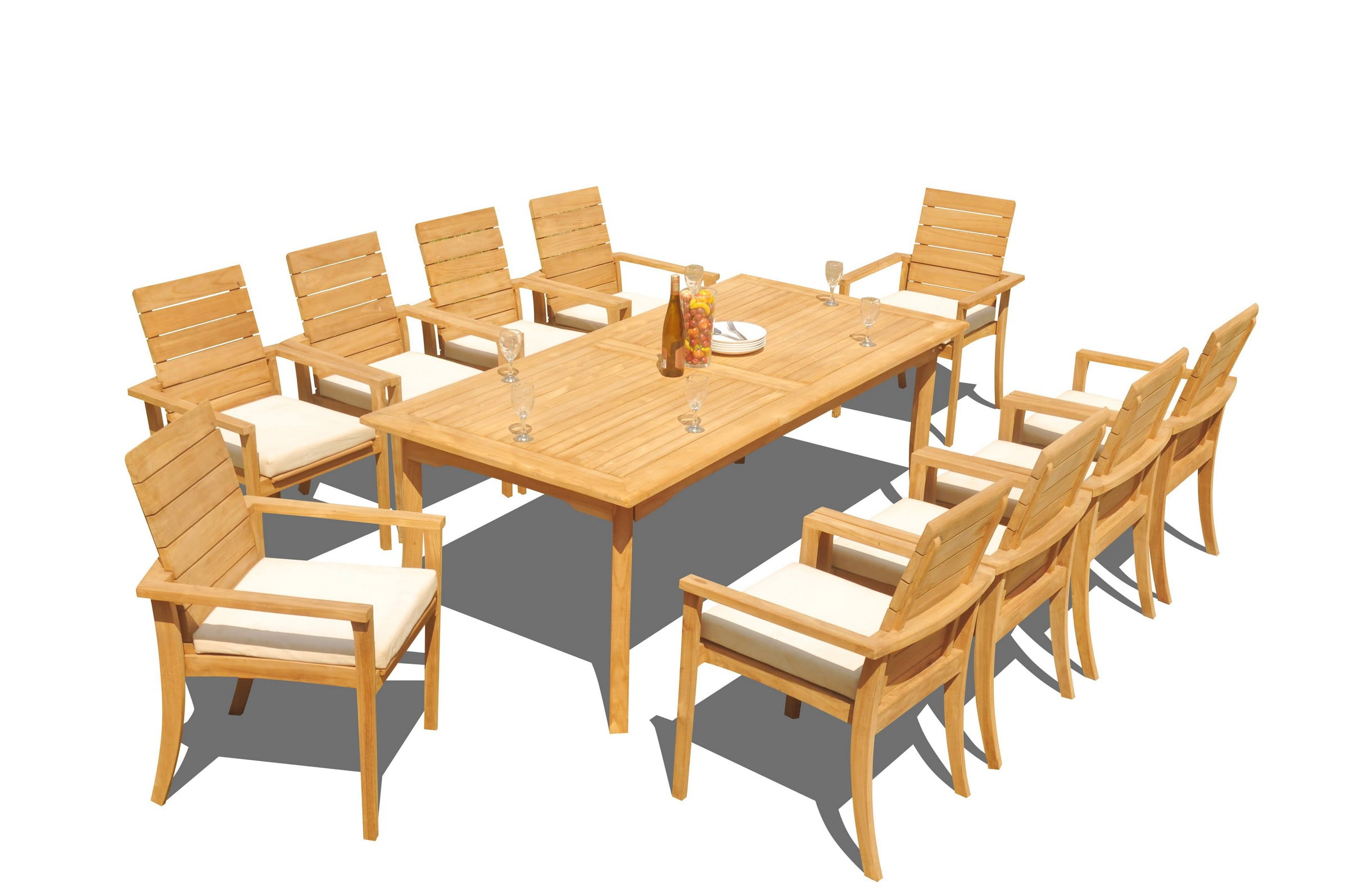 GradeA Teak Dining Set 10 Seater 11 Pc 83" Rectangle Table And 10