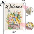 thumbnail image 6 of Happy Easter Three Glass Mason Jar Garden Flag Eggs Flower Vase Welcome Garden Flag Spring Garden Flag Floral 12.5×18 Inch Double Sided Burlap Outside Vertical Seasonal Holiday Yard Décor (Green), 6 of 6