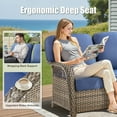 thumbnail image 5 of Yeahumalia 10 Pieces All Weather Wicker Patio Furniture Set with 2 Rattan Sofa, 4 Swivel Rocking Chairs, 2 Ottomans and 2 Side Table, Outdoor Conversation Set for Deck Yard Sunroom, Gray/Blue, 5 of 17