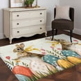 thumbnail image 3 of 3'x5' Rug for Living Room Bedroom, Easter Bunny Eggs Washable Area Rugs Non-Slip Carpet Mats, Spring Tulip Daisy Flowers Leaves Pastoral Indoor Low Pile Area Rug Runner for Kitchen, Mudroom, 3 of 8