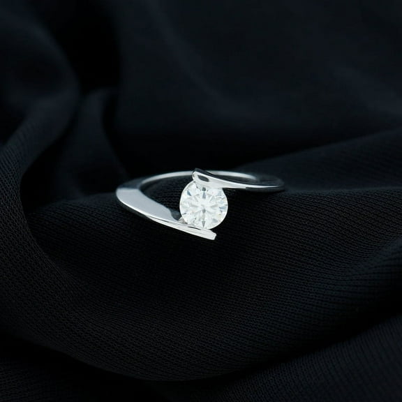Silvago Jewel 14K White Gold Over Solitaire Ring - 1 Ct Round Cut Diamond Rings - Beautiful Special Occasion Rings - Bypass Gorgeous Anniversary Gifts for Women's - Forever Diamond Ring for Women's