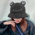 thumbnail image 5 of Winter Bucket Hat Polyester Plush Fisherman Caps For Women Men Keep Warm Cute Cartoon For Frog Style Trendy Accessories Green, 5 of 5