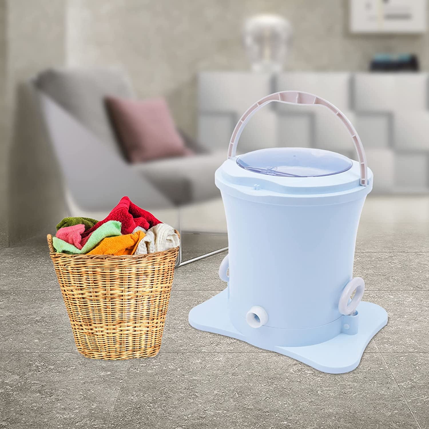 MONIPA Portable Compact Spin Dryer Mini Dryer Manual Laundry Dryer Non-Electric Laundry Drying Machine