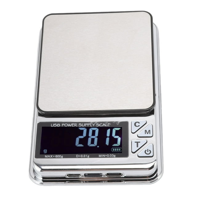 Escala Digital de Alta Precisión, Carga USB 600/0.01g Escala Electónica Baja Tasa de Error Acero inoxidable Con Estuche de Cuero para Joyas