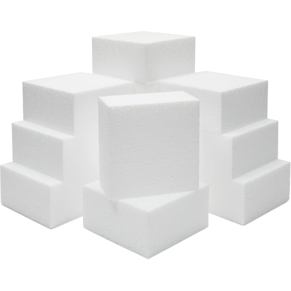 Foam Blocks - 12-Pack, 4 x 4 x 2 in White - Floral Foam for Flower Arrangements, Crafts & Floral Arrangement Supplies