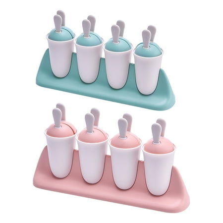 

2 Pack Food Grade Popsicle Molds 16 Cells Homemade Kitchen Popsicle Mold Ice Cream Maker-Pink+Blue