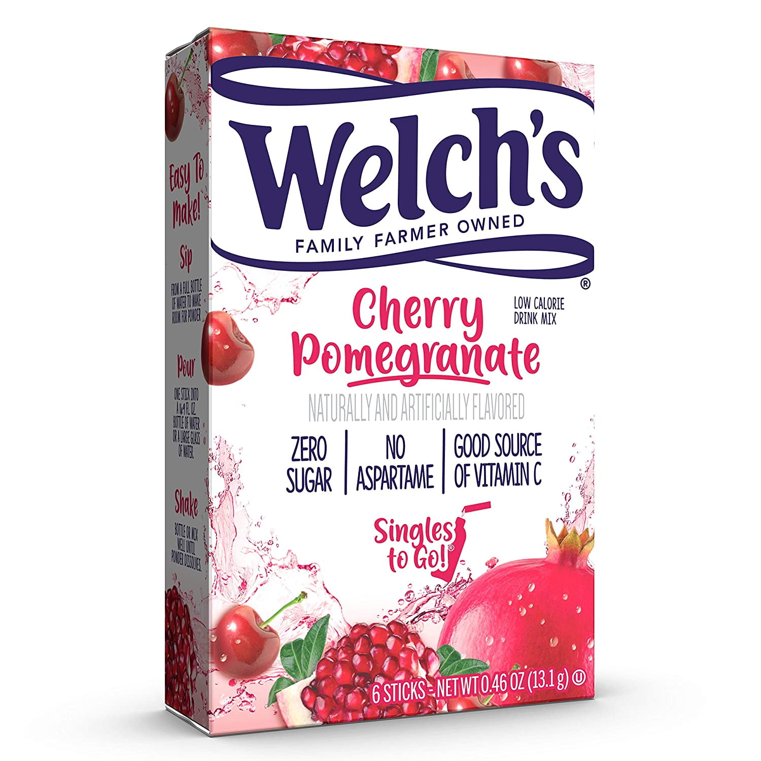 Welch's Cherry Pomegranate Singles To Go Drink Mix, 0.46 oz, 6 CT (Pack-12)