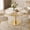 Calacatta Gold Marble, variant on Aukfa 31.5" Round Sintered Stone Dining Table for 2-4, Kitchen Table Tulip Table with Rose Gold Pedestal Base for Bistro Small Apartment,Emerald Green