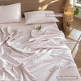 thumbnail image 2 of MooMee Striped Duvet Cover Set King 100% Washed Cotton Linen Like Textured Breathable 3-Piece (Greyish Pink& White Wide Stripes, 104"x90"), 2 of 8