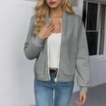 thumbnail image 2 of GEWSEY Bomber Jacket Women 2025 Causal Floral Zip Up Coats Long Sleeve Stand Collar Fall Jackets Lightweight Outerwear Tops (Grey, L), 2 of 6