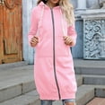 thumbnail image 4 of Fimkaul Women's Winter Coats Long Sleeve Casual Tops Fashion Solid Cardigan Hooded Mid Length Jackets Coat Pink 5XL, 4 of 7
