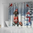 thumbnail image 4 of Hello Winter German Shorthaired Pointer Football Snowman Welcome Snowy Morning Shower Curtain GSP Lover Dog Gift Waterproof Bathroom Bathtub Curtain - 01012, 4 of 5
