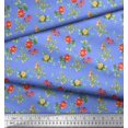 thumbnail image 2 of Soimoi Blue Cotton Duck Fabric Leaves & Peony Floral Print Fabric by the Yard 42 Inch Wide, 2 of 3