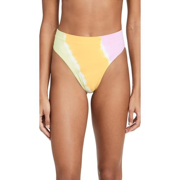 L*Space LSpace Women's Frenchi Bitsy Bikini Bottoms, Diagonal Sunburst, Yellow, Print, L