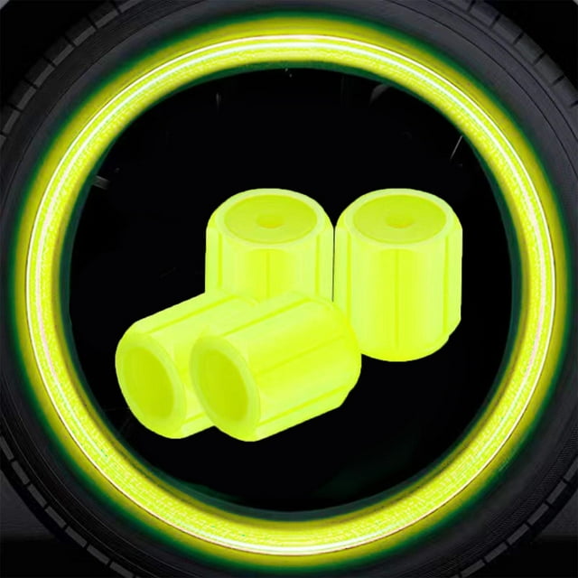 Luminous Tire Valve Stem Caps 4-Piece Set ABS Material Universal Fit for Cars Bikes Trucks