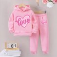 thumbnail image 2 of Gibobby Girl Outfits Kids Girl's Autumn Winter Solid Striped Long Sleeve Tops Flared Pants Set Girls Clothes(3-4 Years,Pink), 2 of 8