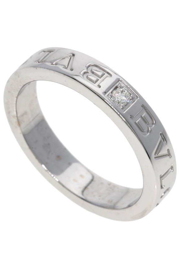 Pre-Owned Bulgari Double Logo Diamond Ring, 18K White Gold, Women's BVLGARI