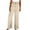Beige, variant on BiZtdJrK Womens Cotton Linen Pants Smocked High Waisted Wide Leg Trousers Baggy Casual Lounge Sweatpants on sale clearance Beige L