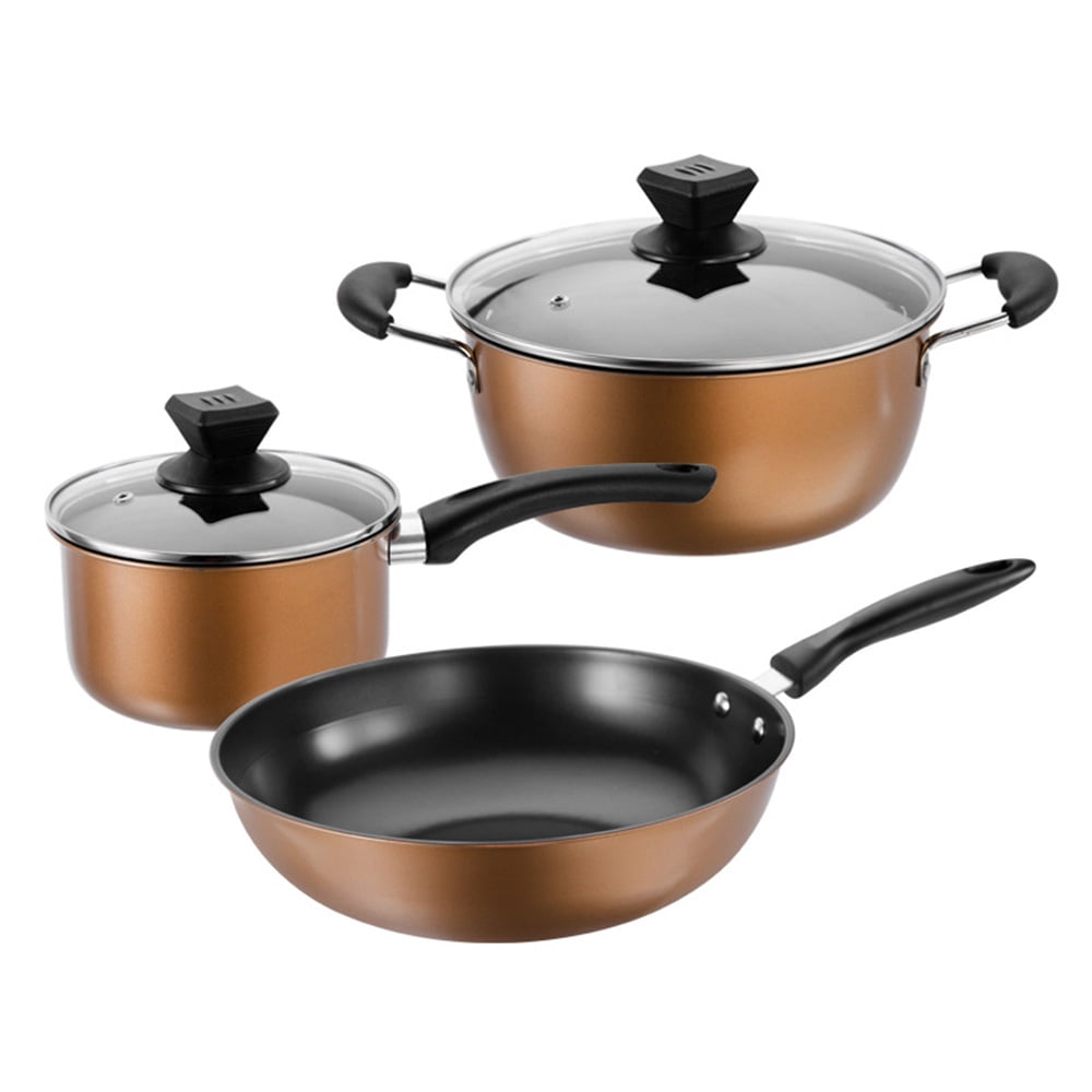Pot Set 3PCS Cookware Set Wok Pan Soup Pot Milk Pot for Home Kitchen Restaurant Dishwasher Non-Stick Pot