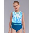 thumbnail image 6 of iiniim Kids Girls Patchwork Printed Dance Leotard Figure Skating Performance Costume Shiny Rhinestone Bodysuit Snowflake 12, 6 of 7