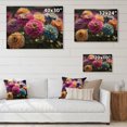 thumbnail image 4 of Designart "Sunrise over a Colorful Zinnias Field IV" Floral Print on Natural Pine Wood, 4 of 5